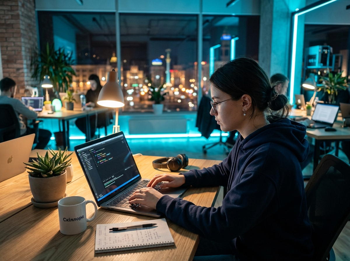 young person working on a laptop